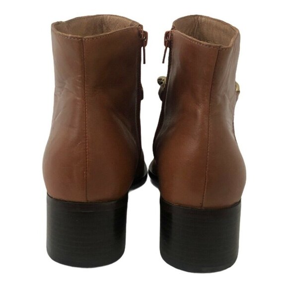 Corso Como Brown Leather Chain Ankle Boots - Picture 5 of 7